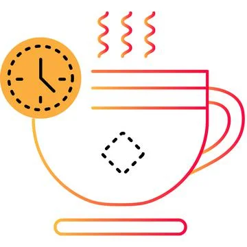 Coffee time outline icon flat cup vector Stock Illustration