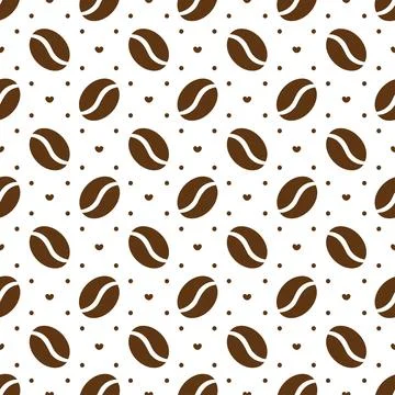 Coffee Time Seamless Pattern Design With Cacao Beans, Grains and Jug in Car.. Illustrazione stock