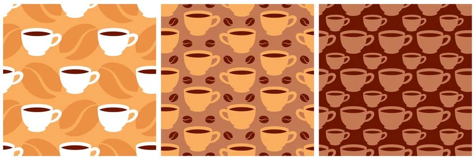 Coffee Time Seamless Pattern Design With Cacao Beans, Grains and Jug in Car.. 스톡 일러스트