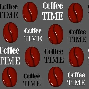 Coffee time seamless pattern vith raw coffee bean, vector background illustra 스톡 일러스트