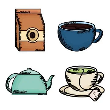Coffee time set icons Stock Illustration