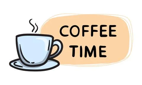 Coffee time. Simple vector sticker with a cup Stock Illustration
