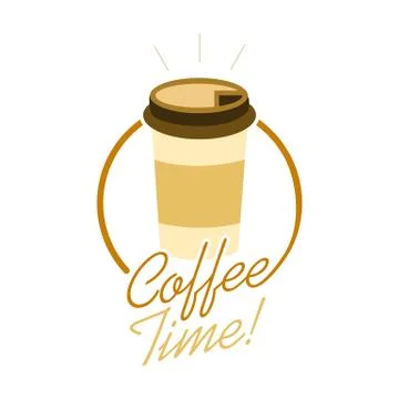 Coffee Time Take Away Cup Illustration Design 库存插图