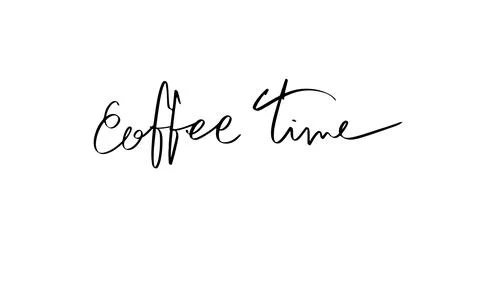 Coffee time text font calligraphy hand written lettering script black color.. イラスト素材