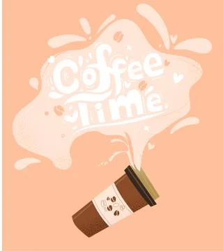 Coffee time Vector Illustration. Flat Style. Decorative Design for Cafeteria Stock Illustration