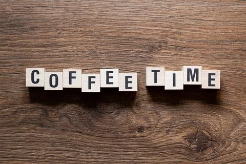 Coffee time - word concept on building blocks, text Stock Photos