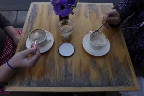 Coffee Timelapse and stop motion at Cafe close up Stock-Footage 40031146