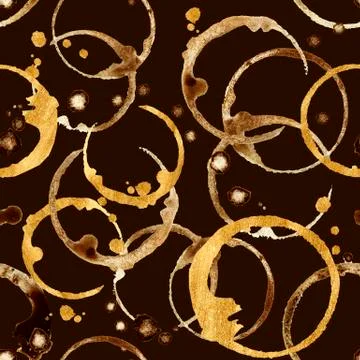 Coffee traces with gold pattern Stock Illustration