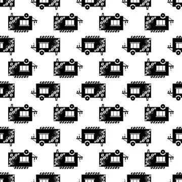 Coffee trailer shop pattern seamless vector Stock Illustration