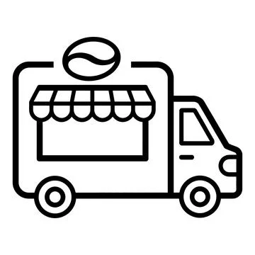 Coffee Truck Vector Icon Mobile Coffee Shop Food Truck Outline Illustration Stock Illustration