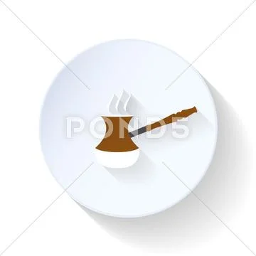 Coffee turk flat icon Stock Illustration