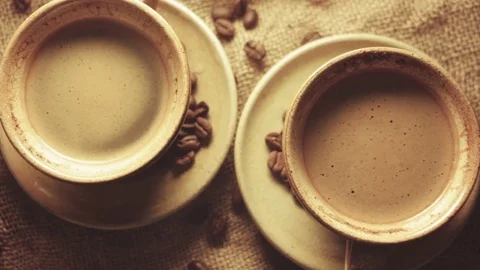 Coffee in two cup Stock Footage 74067613