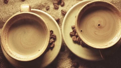 Coffee in two cup Stock Footage 74067623