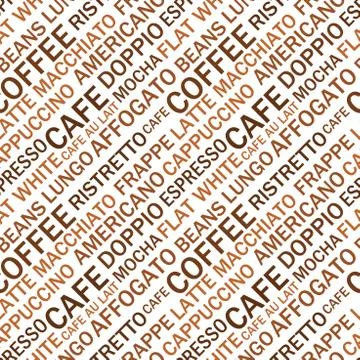 Coffee types seamless text pattern. Coffee vector illustration Stock Illustration