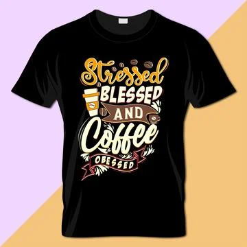 Coffee typography t-shirt vector design Ilustración de archivo