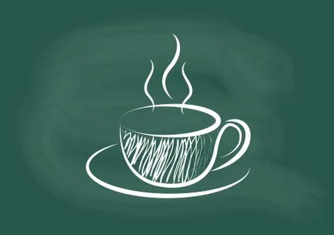 Coffee, vector of coffee drawing on blackboard chalk Illustrazione stock