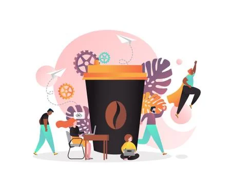 Coffee vector concept for web banner, website page Stock Illustration