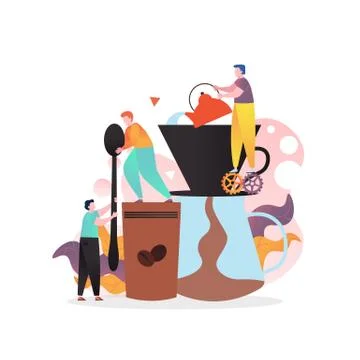 Coffee vector concept for web banner, website page Stock Illustration