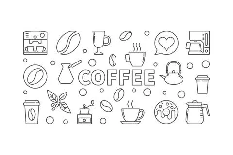 Coffee vector horizontal illustration. Vector concept banner Stockillustratie