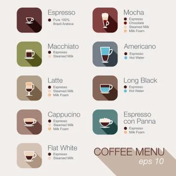 Coffee vector icon set menu. buttons for web and apps. Stock Illustration