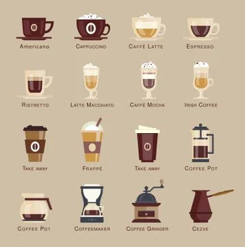 Coffee vector icon set menu Stock Illustration