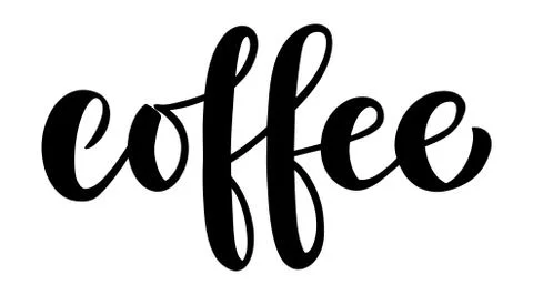 Coffee vector lettering. Hand drawn brush lettering word coffee. Minimalistic Stock Illustration