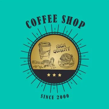 Coffee vector logo design template. Vector coffee shop labels. Illustrazione stock