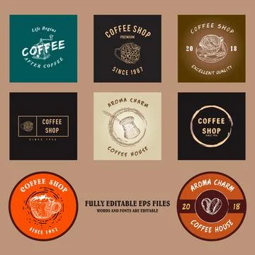 Coffee vector logo design template. Easily Editable Vector. Stock Illustration