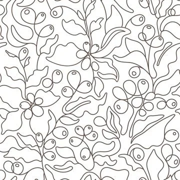 Coffee. Vector seamless pattern. Art line illustration Stock Illustration