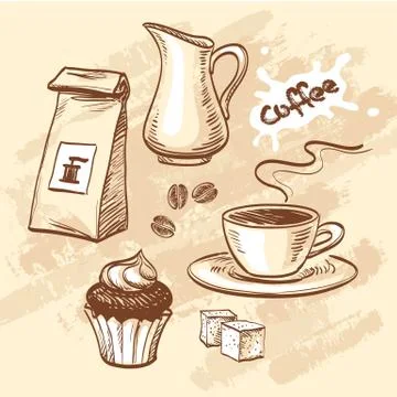 Coffee vector set Illustrazione stock