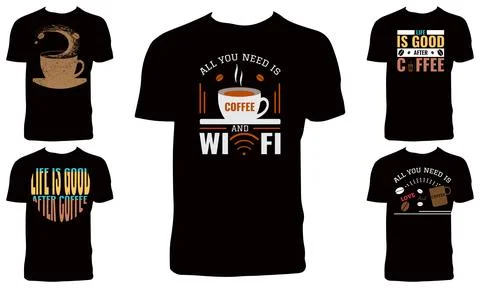 Coffee Vector T Shirt Design Bundle Stock Illustration