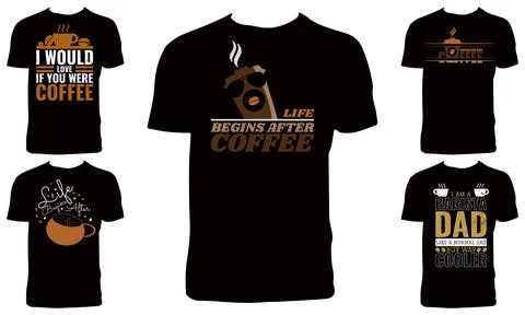 Coffee Vector T Shirt Design Bundle Stock Illustration