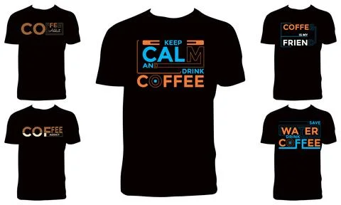 Coffee Vector T Shirt Design Bundle Stock Illustration