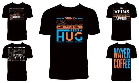 Coffee Vector T Shirt Design Bundle Stock Illustration