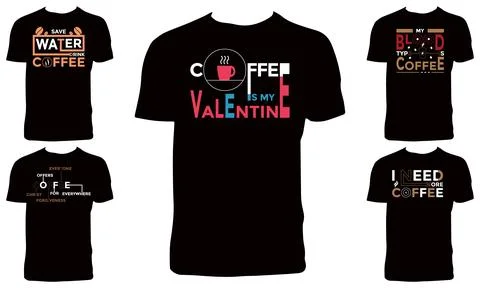 Coffee Vector T Shirt Design Collection Stock Illustration