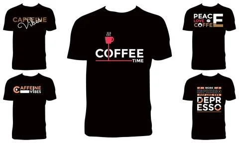 Coffee Vector T Shirt Design Collection Stock Illustration