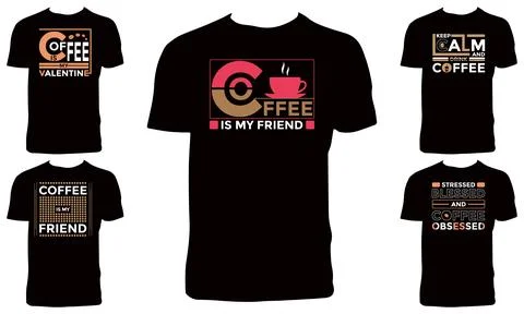 Coffee Vector T Shirt Design Collection Stock Illustration