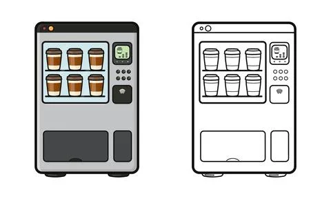 Coffee vending machine with contactless payment icon Stock Illustration