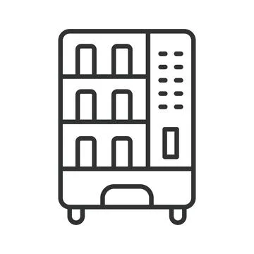 Coffee vending machine icon in line design. vending machine, dispenser, cafe Stock Illustration