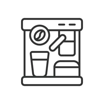 Coffee vending machine icon in line design. coffee dispenser automatic service Stock Illustration