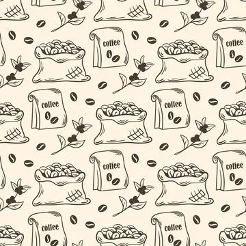 Coffee vintage engraved seamless pattern Stock Illustration