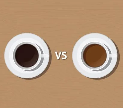 Coffee vs versus tea compare health and benefit vector Stock Illustration