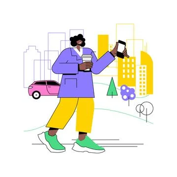 Coffee on the way isolated cartoon vector illustrations. Stock Illustration