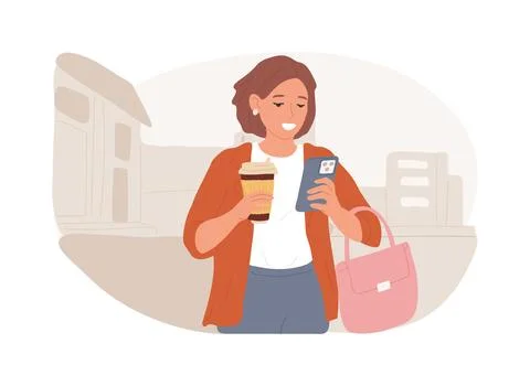 Coffee on the way isolated cartoon vector illustrations. Ilustración de archivo