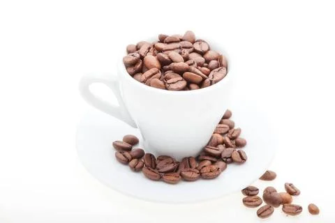 Coffee white cup with coffee beans. background Copyright: xZoonar.com/Serg... Photos