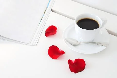 Coffee in a white cup on the table Foto stock