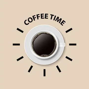Coffee in white cups view from the top, coffee time concept Stock Illustration
