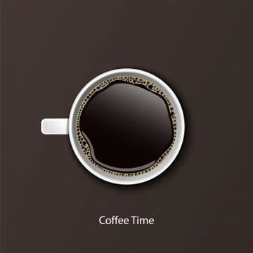 Coffee in white cups view from the top on brown background Illustrazione stock