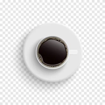 Coffee in white cups view from the top isolated on transparent background, ve Stock Illustration
