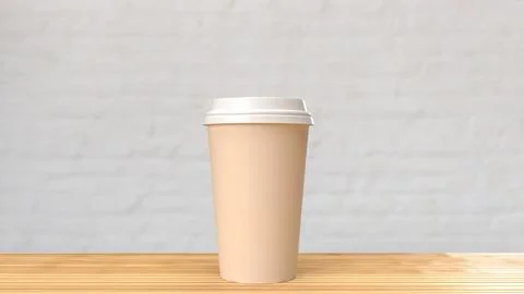 The coffee on wood table for Background concept 3d rendering Stock Illustration
